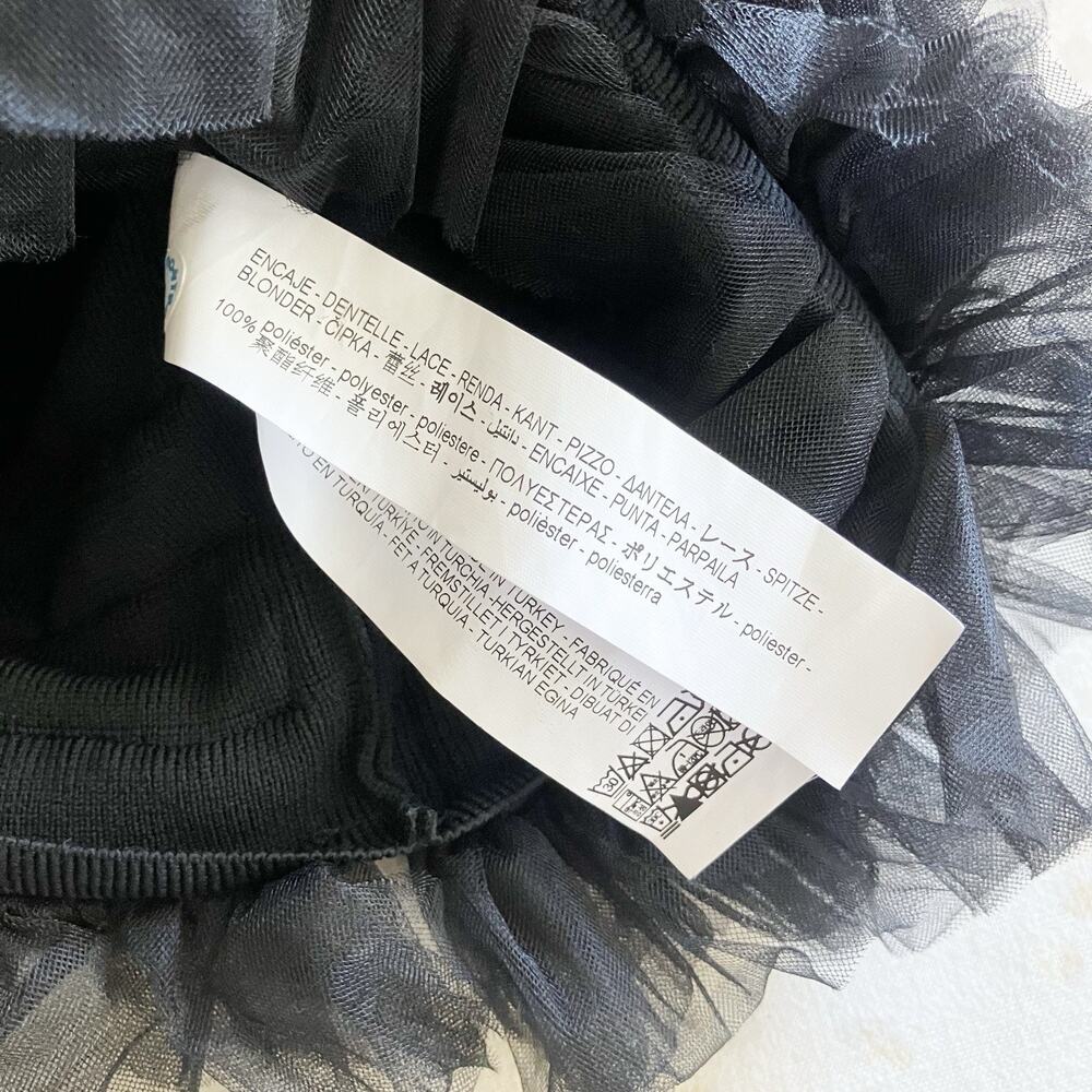 NWT Zara Small Tulle Knit Halter Top Black Ruffle Dressy Party Whimsigoth - Picture 9 of 11